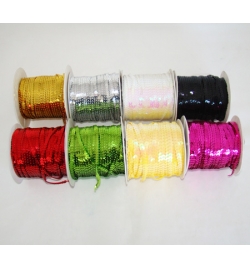 Ribbon with sequins - Silver per meter