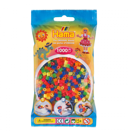 Hama bag of 1000 Neon Mix Beads