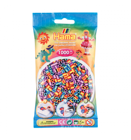 Hama bag of 1000 Coloured Striped Mix Beads