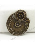 Metallic Clock with Gears 20x21mm  4pcs