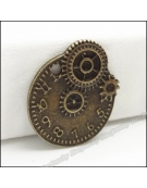 Metallic Clock with Gears 20x21mm  4pcs