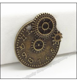 Metallic Clock with Gears 20x21mm  4pcs