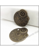 Metallic Clock with Gears 20x21mm  4pcs