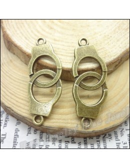 Metallic Charm Linker Freedom Handcuffs 15x38mm 1piece