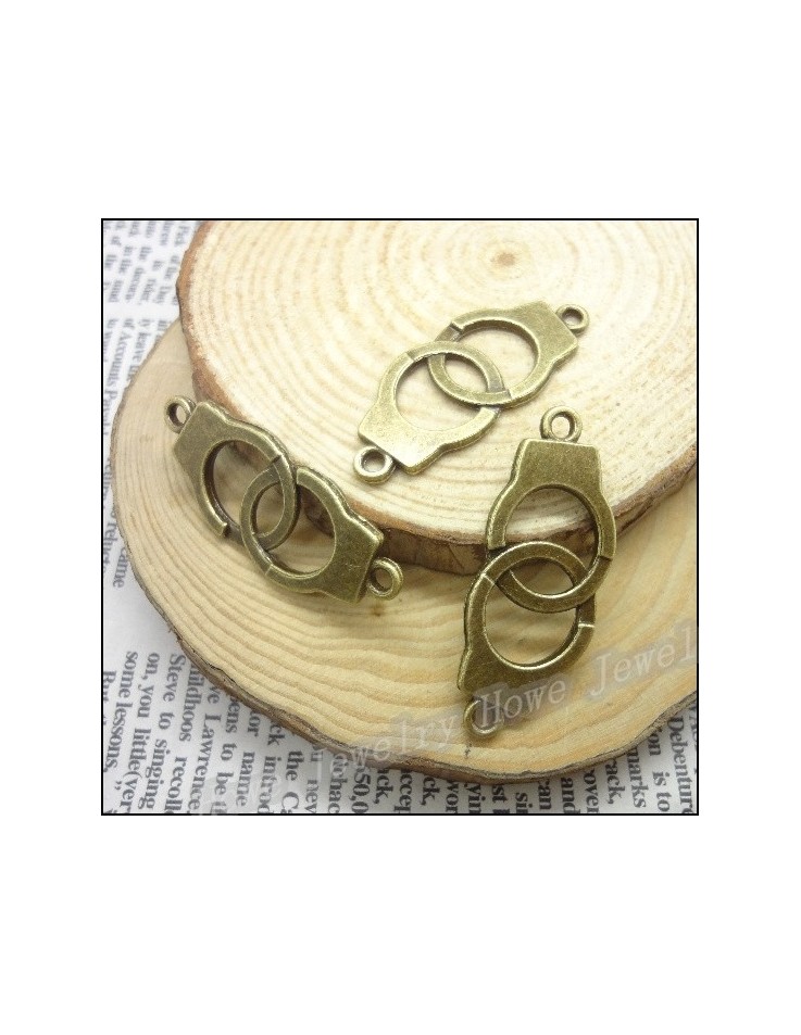 Metallic Charm Linker Freedom Handcuffs 15x38mm 1piece