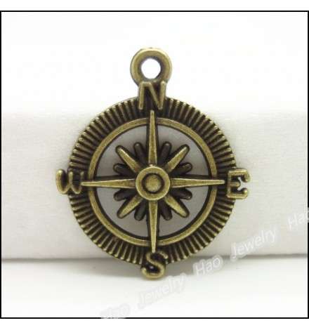 Metallic Charm Linker Compass 29x24mm