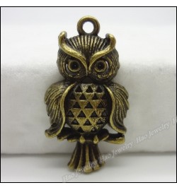 Metallic Charm Linker Owl 31x17mm