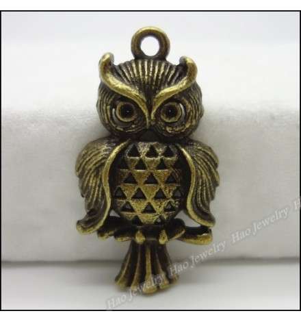 Metallic Charm Linker Owl 31x17mm
