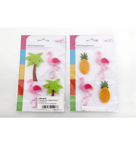 Stickers Craft Felt 4pcs - Flamingo