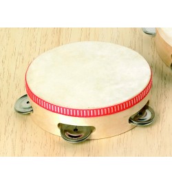 Wooden Tambourine with 4 pairs of bells 15cm