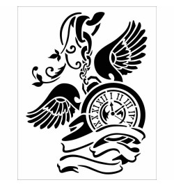 Stencil 20x25cm 0.25mm "Clock with Wings" - Stamperia