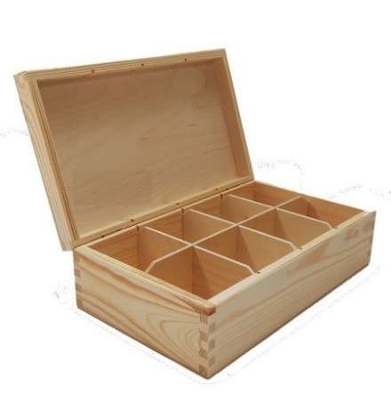Wooden Tea Box - 8 Compartments 27x19.5x7cm