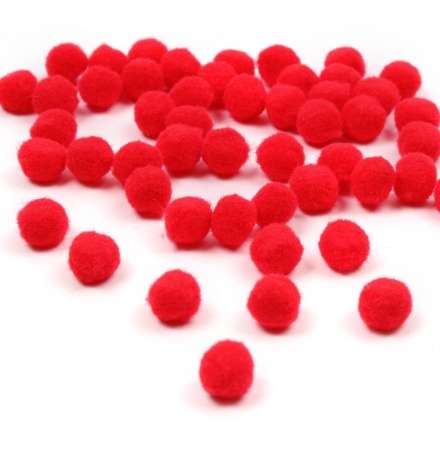 Pom poms 7mm Red 70pcs