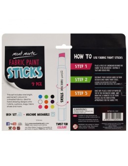 Solid Fabric Paint Sticks 9pcs x 5g - Mont Marte 2