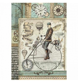 Ricepaper A4: "Voyages Fantastiques retro bicycle"