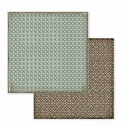 Scrapbooking paper double face "Voyages Fantastiques turquoise brown wallpaper" - Stamperia