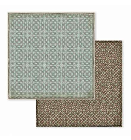 Scrapbooking paper double face "Voyages Fantastiques turquoise brown wallpaper" - Stamperia