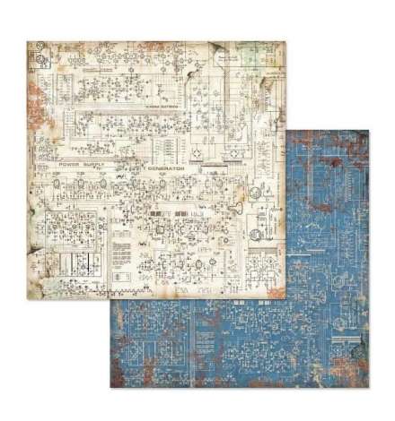 Scrapbooking paper double face "Mechanical Fantasy circuit" - Stamperia
