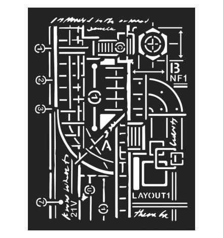 Stencil 15x20cm 0.5mm "Mixed Media layout" by Antonis Tzanidakis - Stamperia