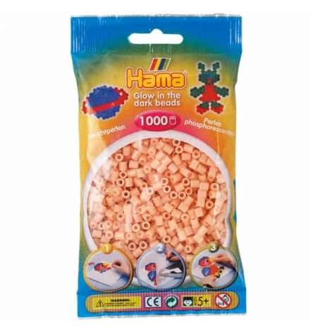 Hama bag of 1000 - Glow in the Dark Red