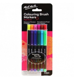 Signature Colouring Brush Markers 12pcs - Mont Marte