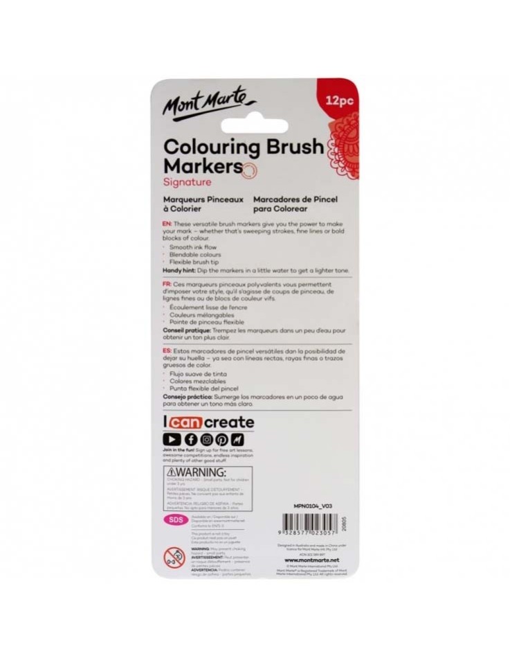 Μαρκαδόροι Signature Colouring Brush 12pcs - Mont Marte