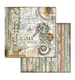 Scrapbooking paper double face "Sea World seahorse" - Stamperia