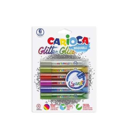 Glitter με γόμα σετ 6 χρωμάτων - Carioca