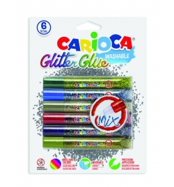 Glitter με γόμα σετ 6 χρωμάτων - Carioca