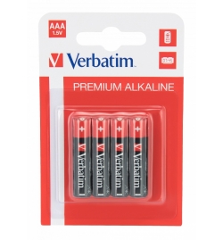 Alkaline Batteries AAA (LR03 1.5V) Pack4 - Verbatim