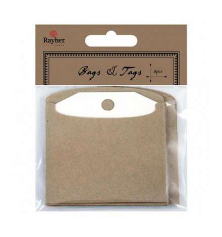 Tags with Bags 7.5 x 7.5cm 6pcs