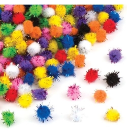 Pom Poms 15mm Coloured Glitter 30pcs - Luna