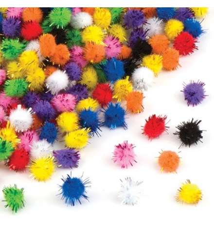 Pom Poms 15mm Χρωματιστά Glitter 30pcs - Luna