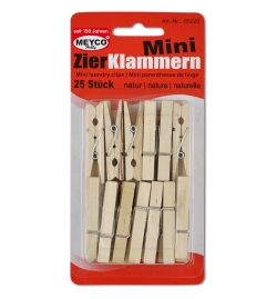 Wooden Pegs mini 45mm 25pcs