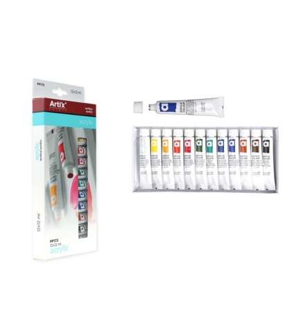 Paints Acrylic Colour Set 12pcs x 12ml - MP Artix