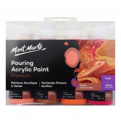 Pouring Acrylic Paint Set 120ml 4pcs - Coral - Mont Marte