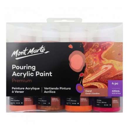 Pouring Acrylic Paint Set 120ml 4pcs - Coral - Mont Marte