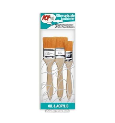 Paint Brush Flat 3pcs 25mm,40mm,50mm Oil & Acrylic