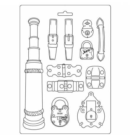 Soft Maxi Mould 21x29cm "Lady Vagabond belts and fasteners" - Stamperia