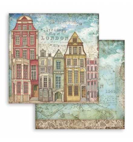 Scrapbooking paper double face "Lady Vagabond London houses" - Stamperia