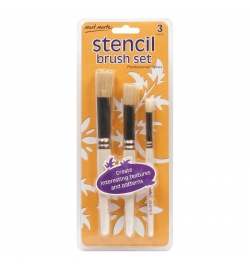 Paint Brush Set 3pcs White Bristle Stencil - Mont Marte