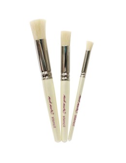 Paint Brush Set 3pcs White Bristle Stencil - Mont Marte 2
