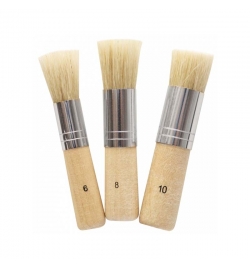 Paint Brush Set 3pcs White Bristle Stencil - Mont Marte