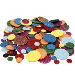Self-Adhesive Colored foam circles Glitter 150pcs
