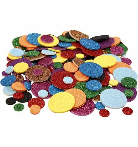 Self-Adhesive Colored foam circles Glitter 150pcs