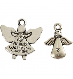 Metal Charm Angel with loop 16-19mm Silver 1piece