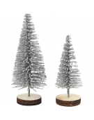 Model Tree 4+6cm Silver with Wooden base 5pcs