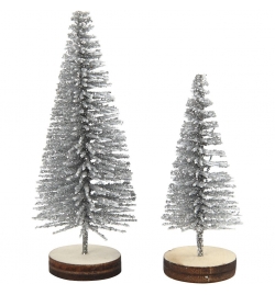 Model Tree 4+6cm Silver with Wooden base 5pcs