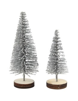 Model Tree 4+6cm Silver with Wooden base 5pcs