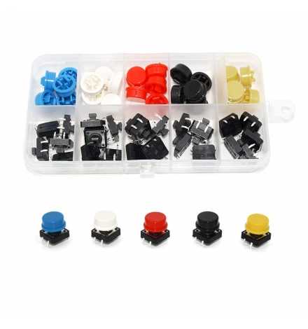 Set of 25 Tactile Push Button Switches 12x12mm 7.3mm 4pins